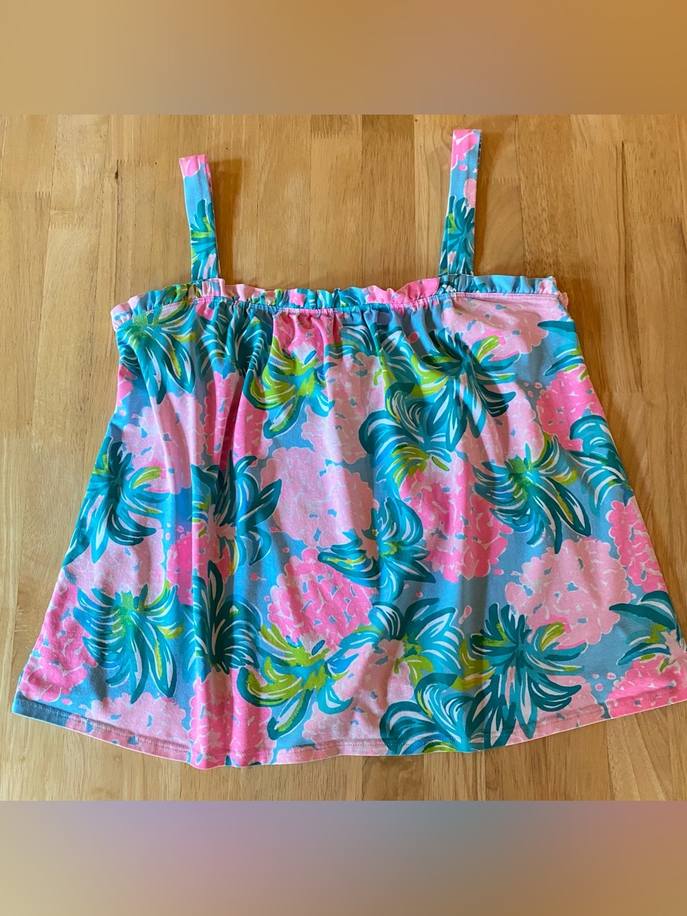 Lilly Pulitzer Pink Blue Tropical Floral Print Tank Top
